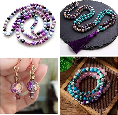 Vista 89 de Hixhro 120 cuentas de madera sueltas de wengué africano natural de 0.236 pulgadas para fabricación de joyas con cordón elástico de cristal y cuentas