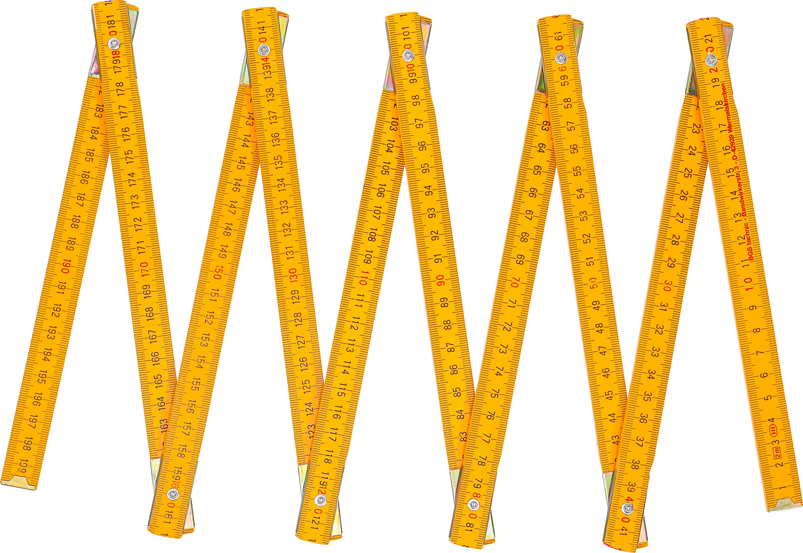 Mètre Pliant BGS DIY 2052 - 10 Sections, 2 Mètres, Plastique Blanc