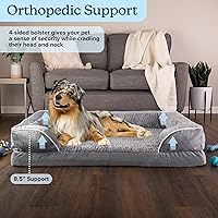 Vista 2 de PETMAKER Orthopedic Dog Bed - 42in Dog Couch Bed with Supportive Wraparound Bolster and Removable Washable Cover - Egg-Crate Foam Extra Large Dog