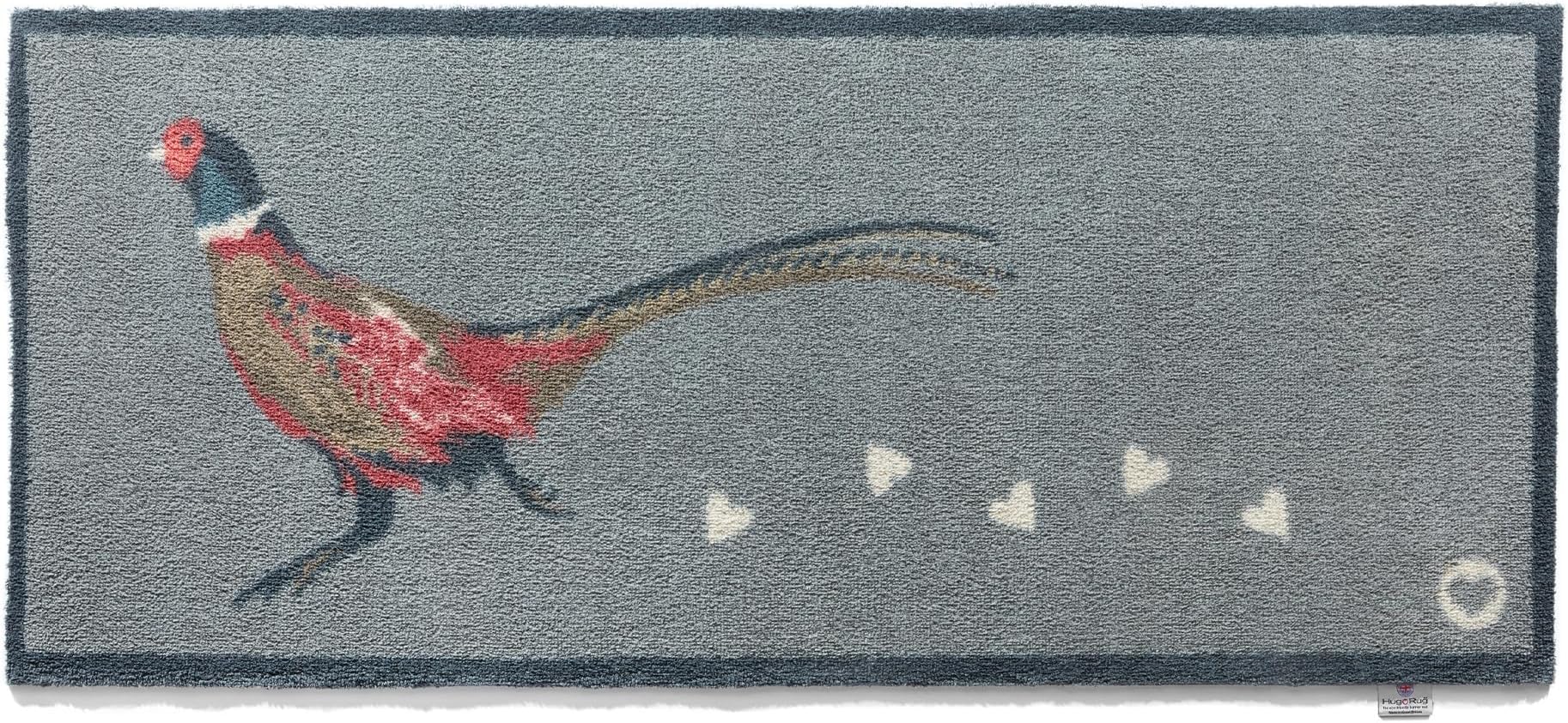 HUG RUG Washable Dirt Trapper Door Mat Kitchen Hallway Doorway, Made in the UK, Pheasant 1 Runner 65X150