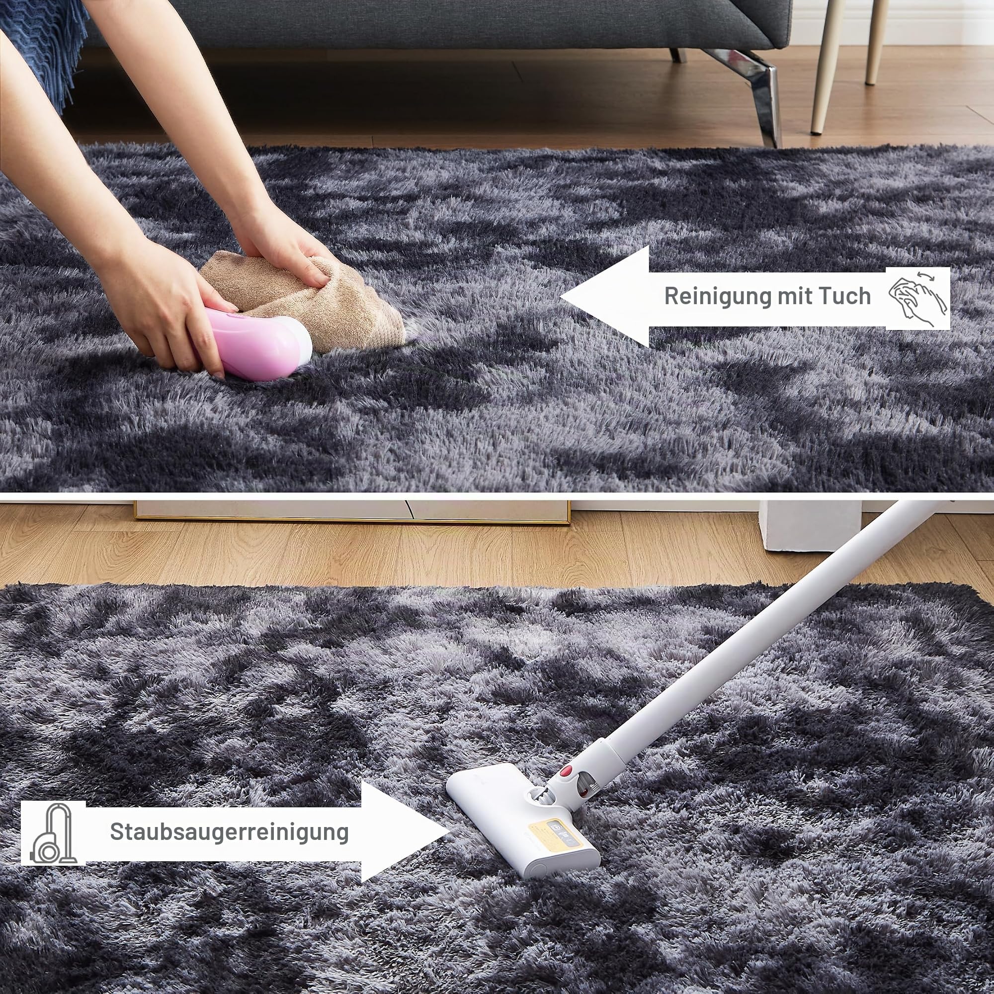 Teppich Wohnzimmer Flauschiger Waschbar Schlafzimmer Bettvorleger 160x230cm Hochflor Teppich Anti-Rutsch-Flauschiger Moderner Teppiche Flauschig Weich Teppiche für Kinderzimmer/Wohnzimmer