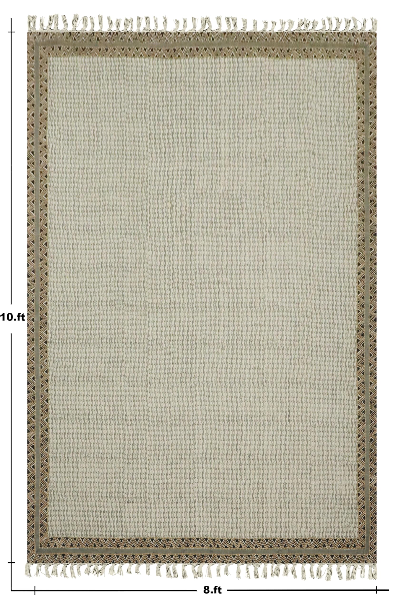Kelim-Teppich, handbedruckt, Baumwolle, 3 m, quadratisch, grau-braun, Stickerei, geometrisches Design, Handoberfläche, waschbar, 0,5 cm dick, Boho-Flachgewebe, Teppiche für Flur, Esszimmer