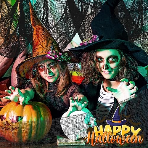 Miniatura 6 de Riare Paquete de 6 paños espeluznantes negros de Halloween de 30 x 75 pulgadas, tela espeluznante de gasa negra para fiesta de Halloween, casa