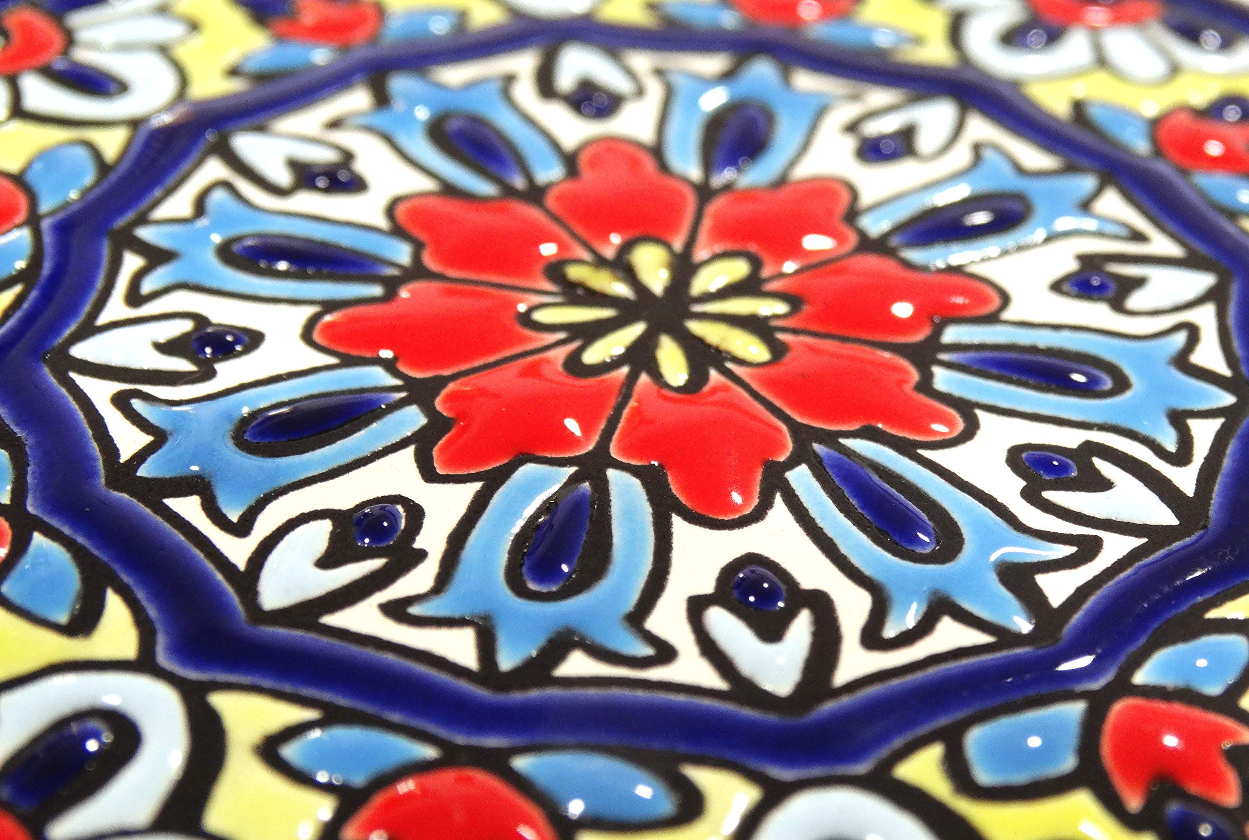 Platos Decorativos para Pared, Pintados a Mano con la técnica de la Cuerda Seca 9CM. Cerámica Andaluza.50912