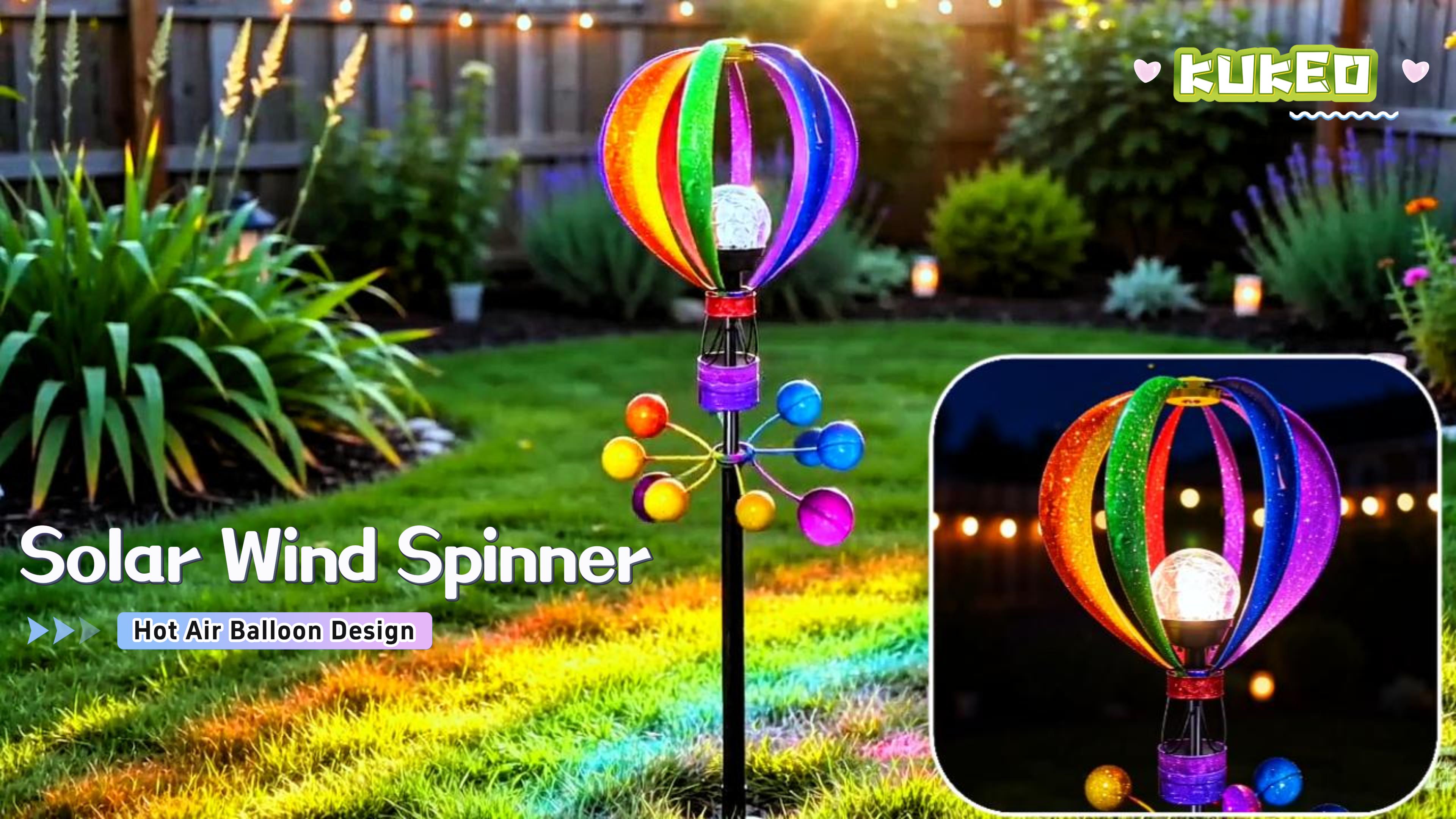 Amazon.com: Solar Wind Spinner Outdoor - Hot Air Balloon Wind