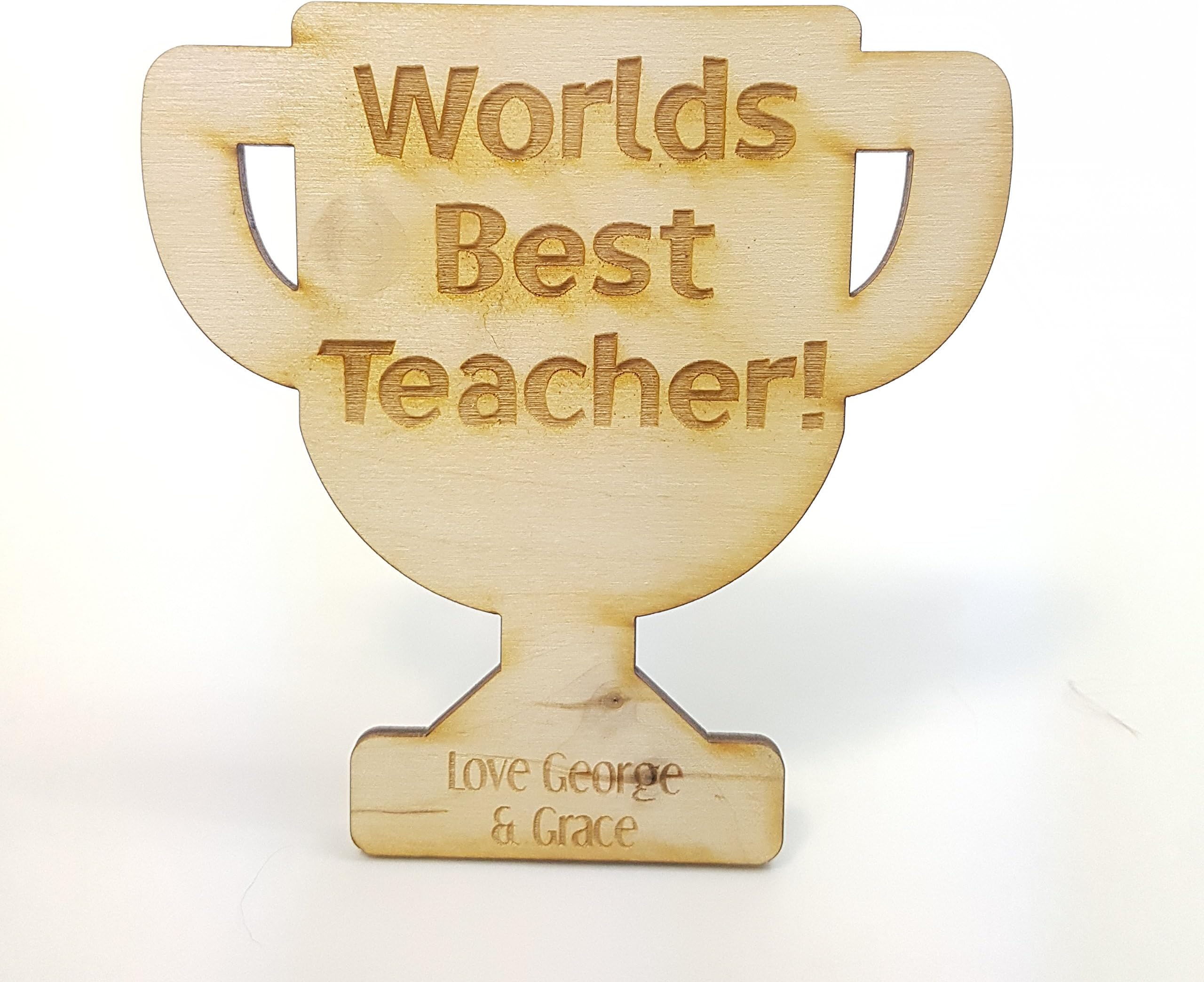 Wooden Teacher Trophy Magnet ~ Unique ~ idea ~ Thank You Teacher Gift ~ Personalised Teacher ~ Teachers Name ~ School Leavers End of Term Gift ~ Thank You Teachers Present