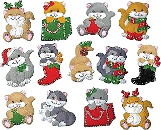 Holiday Cats Felt Ornament Kit - Set/13