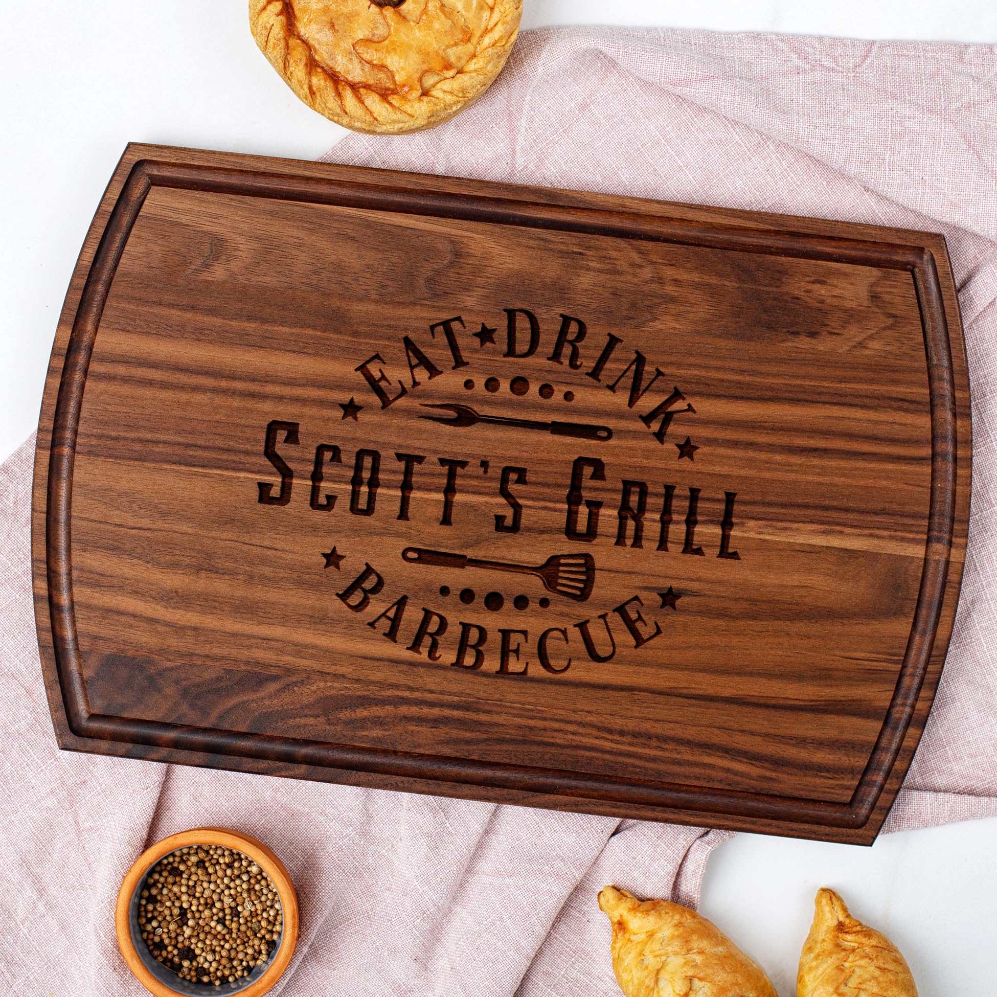 Forest Decor BBQ Cutting Board Personalized, Grill Master Chopping Block Engraved, Grandpa & Dad Personalized Gift, Grill Gift, Custom Chopping Board, THE GRILL MASTER COLLECTION, Made in USA