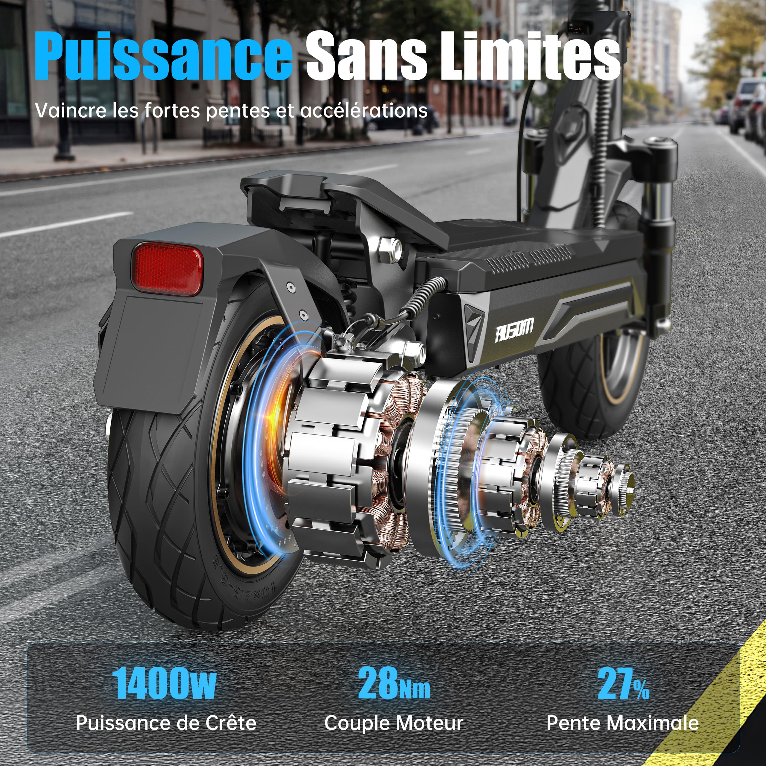 Ausom K20/K20 Pro Trottinette Électrique Adulte, 70KM/90KM Autonomie, Pliable avec Suspension ShocFree, 10" Pneus trorinette électrique Puissant, 48V Batterie Grande Capacité