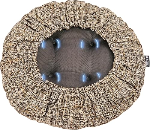 Miniatura 6 de SINOSSO Cojín moderno de lino para taburete de bar de diámetro 14, diseño de entretejido de moda antideslizante de silicona redonda para asiento de