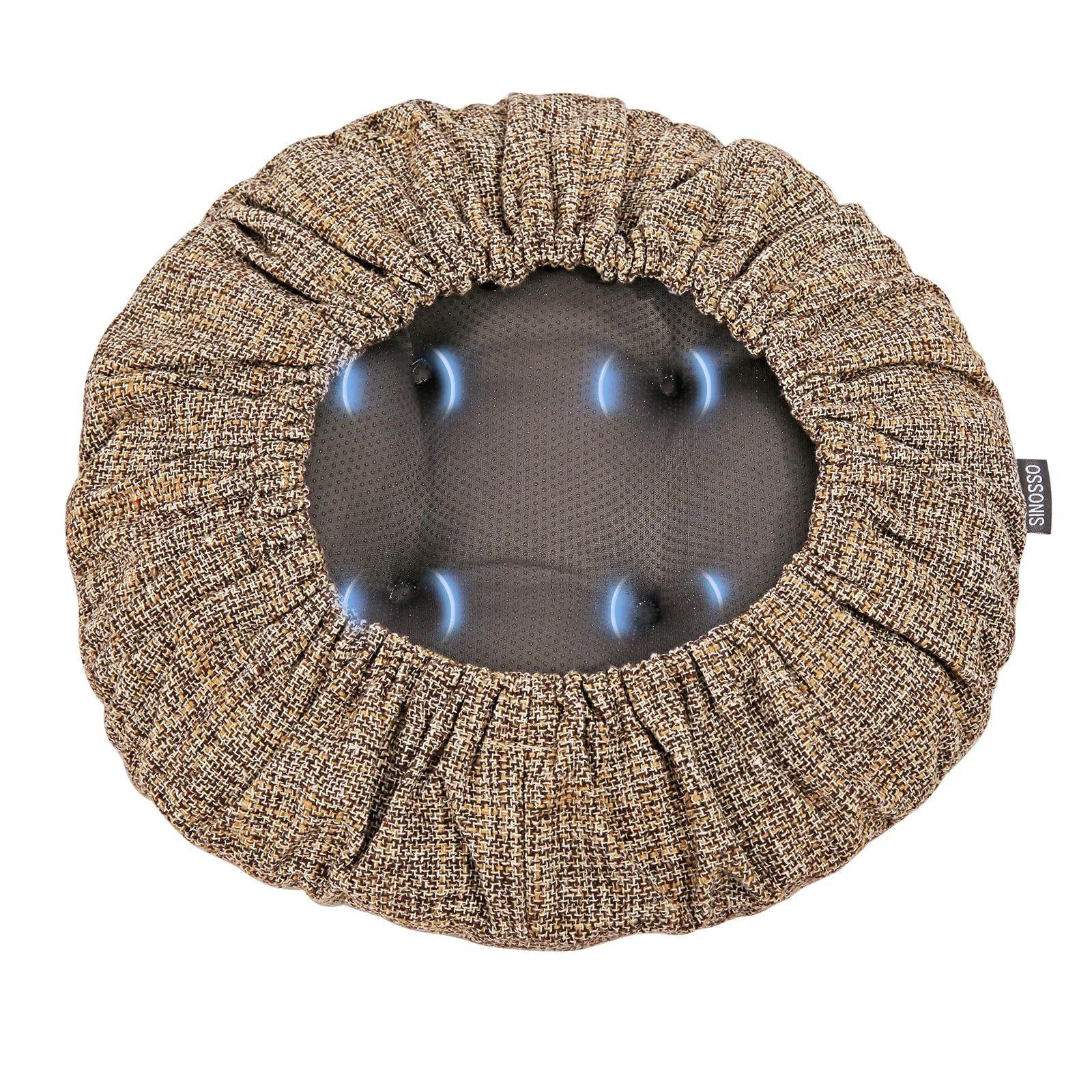 SINOSSO Cojín moderno de lino para taburete de bar, diámetro de 14, diseño entrelazado de moda, silicona antideslizante, funda de cojín acolchada (marrón claro, L, 1)