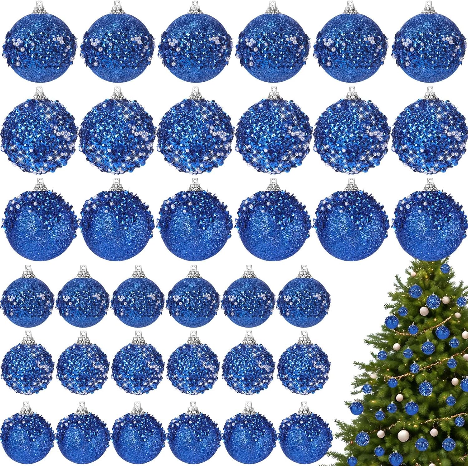 Luoshdecor 24 Pcs Christmas Ball Ornament, Glitter Matte Finish Christmas Ball Hanging Decorations For Wedding Holiday Xmas Tree Party Indoor Decor 1.57 In - Foto 4