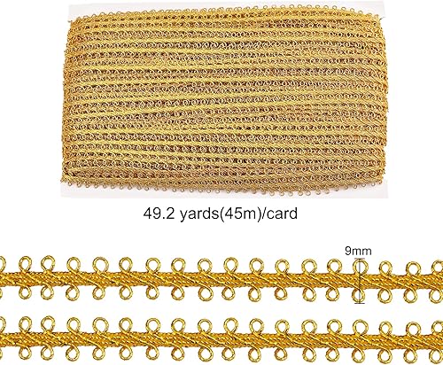 Miniatura 2 de FINGERINSPIRE Cordón metálico trenza de 0.315 in con círculo dorado trenzado decorativo con tarjeta para funda de cortina, accesorios de disfraces