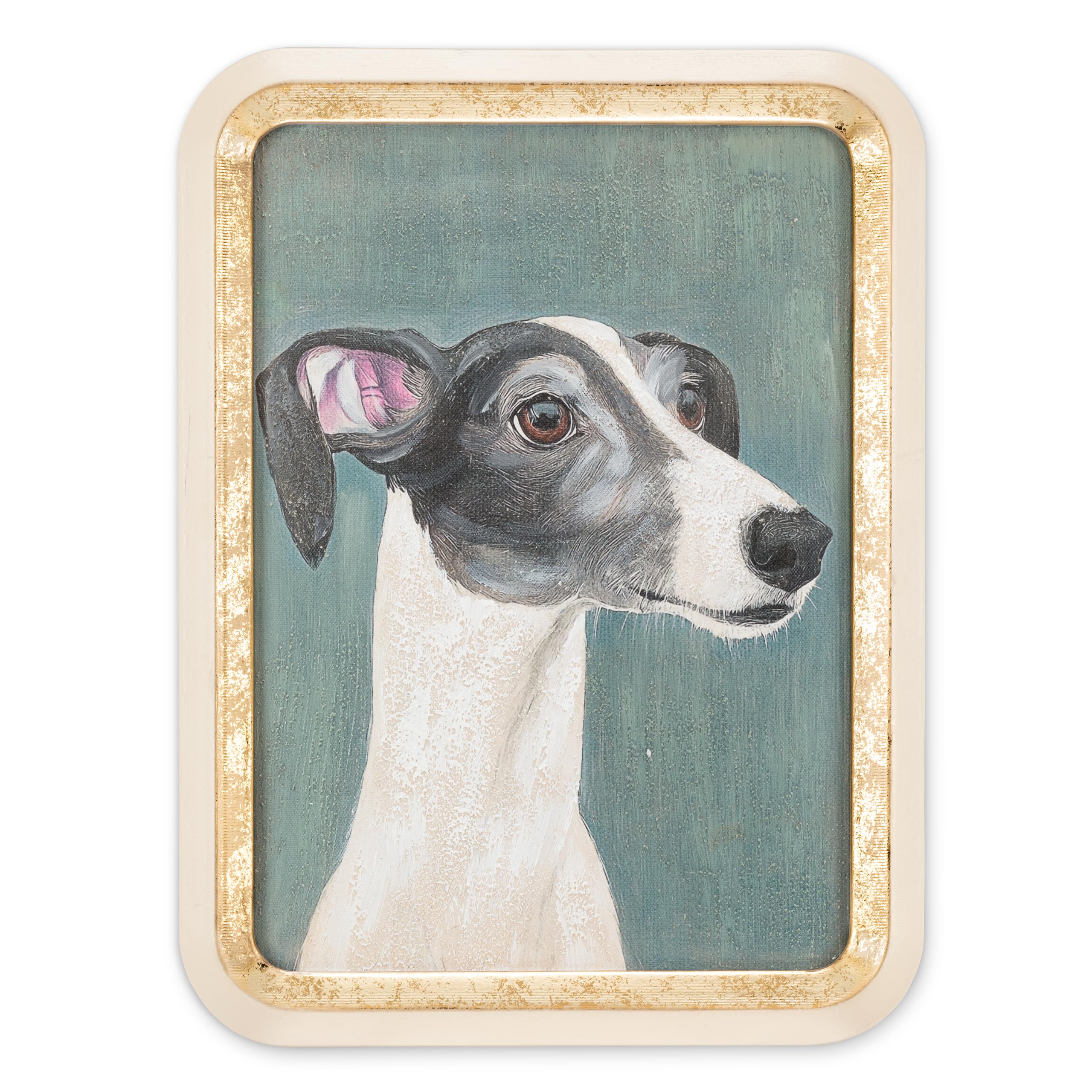 Abbott Collection Home Grey/Green Sleek Hound Portrait Artwork Wall Art