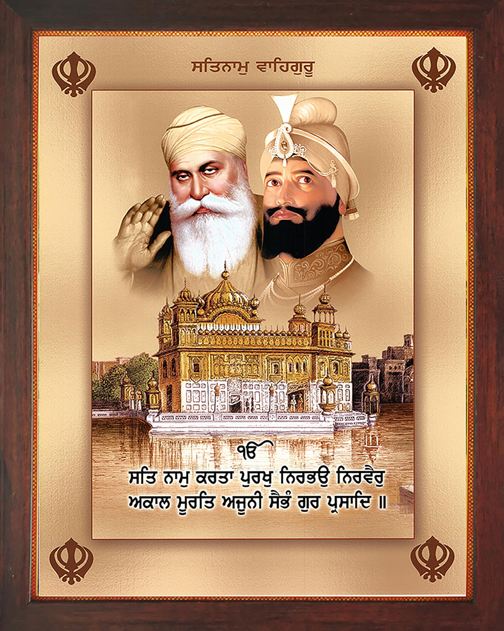 SANVIKA Gurunank Devi with Gurugobind Singh Ji giving blessings out side golden temple, A picture Poster with unbreakable acrylic glass frame Office/Home Décor (229-98)