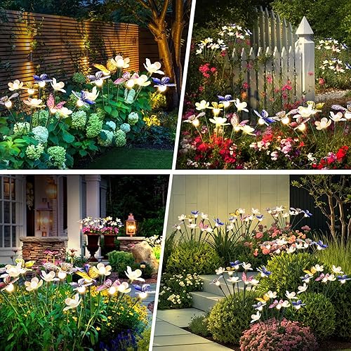 Miniatura 6 de Luces solares para el aire libre, alimentadas por energía solar, decoración para jardín, patio, camino, IP65 impermeable, luces solares de mariposa