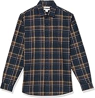 Vista 66 de Yaxa Essentials Camisas de franela de manga larga para hombre, corte ajustado, a cuadros con botones