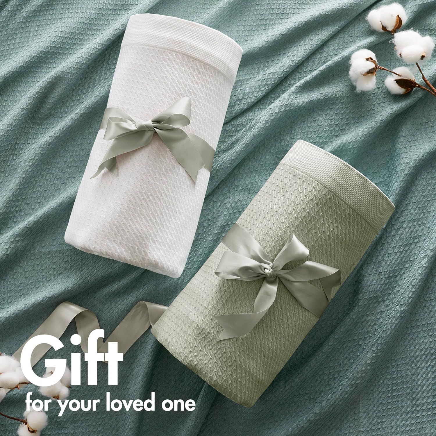 Madison Park 100% Egyptian Cotton Lightweight Summer Blanket, Breathable Waffle Knit Design, Soft Cozy All-Season Throw for Bed, Couch or Sofa, Sage Green Twin Size (66"x90") - Image 8