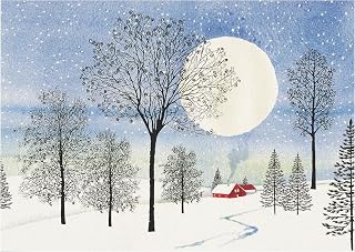 Peter Pauper Press Moonlit Cottage Deluxe Boxed Holiday Cards - 20 Silver Foil Cards, 21 Self-Sealing Envelopes & Keepsake Box