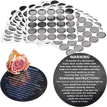 Cozyours Black Candle Warning Labels 1.5 Inch, 500 pcs, Stickers for Candle  Making