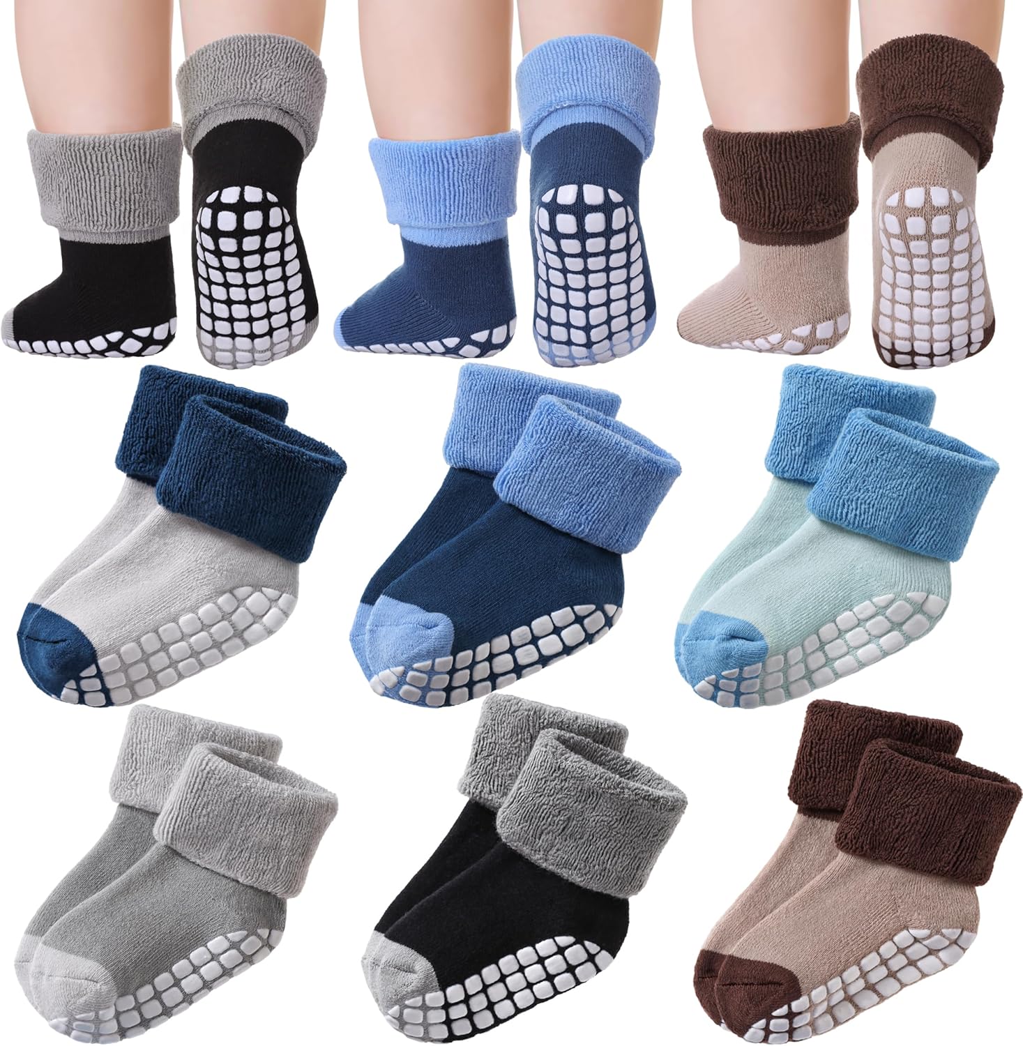 DYW Baby Non Slip with Grips Socks Infants Toddlers Kids Boys Girls Thick Winter Warm Cotton Gifts Socks