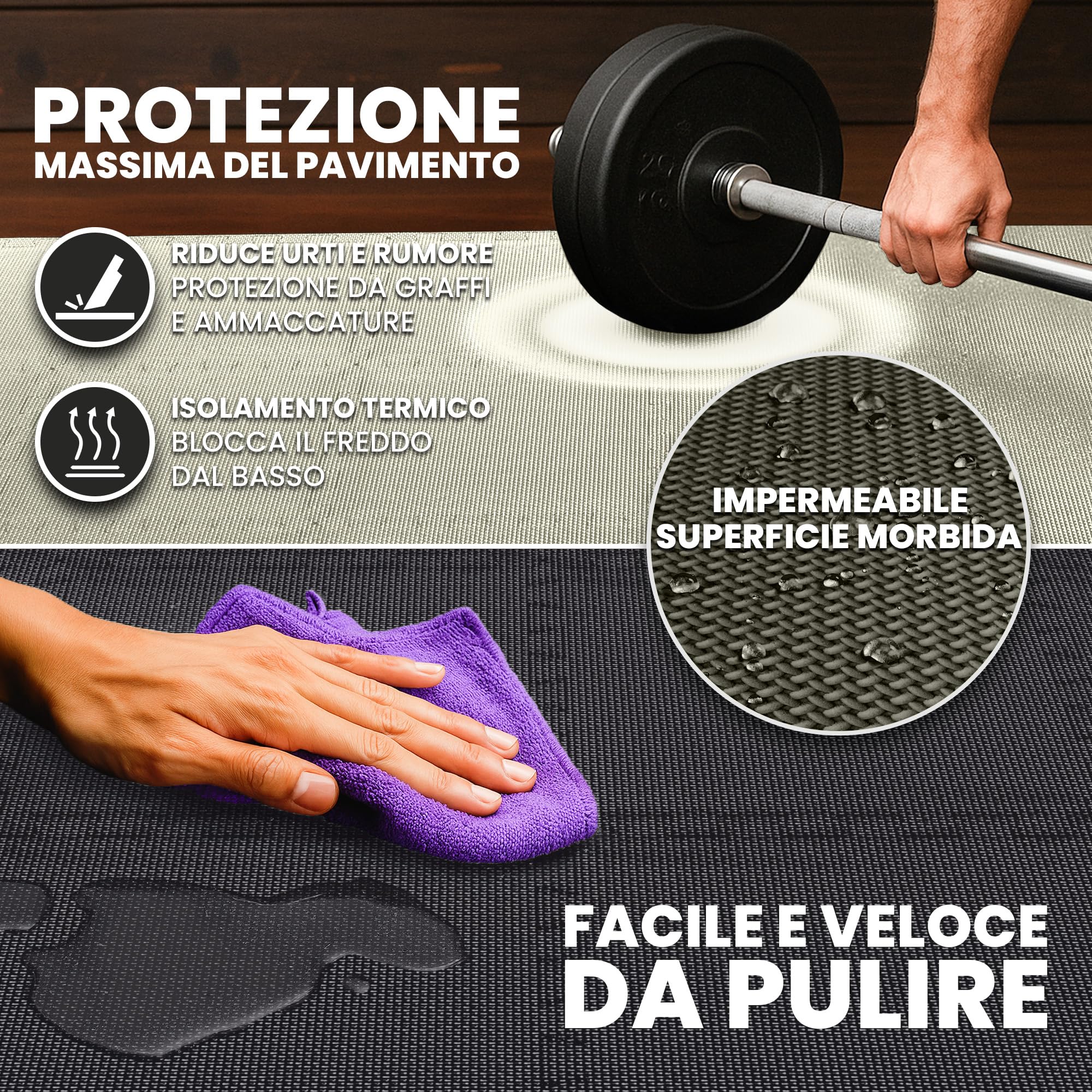 bemaxx Tappeto Palestra Tappetino Fitness da Ginnastica a Puzzle EVA | Pavimento Protettivo Incastro Tatami Allenamento Protezione Sport, Materassino Mattonella Pavimentazione per Home Gym Manubri