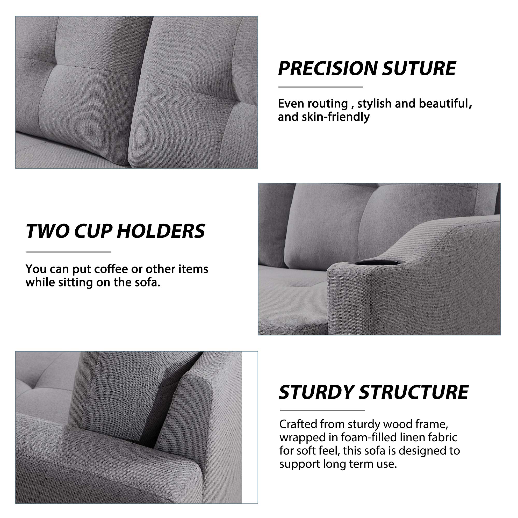 81inch Reversible Sleeper Sectional Sofa with Storage and 2 Cup Holder