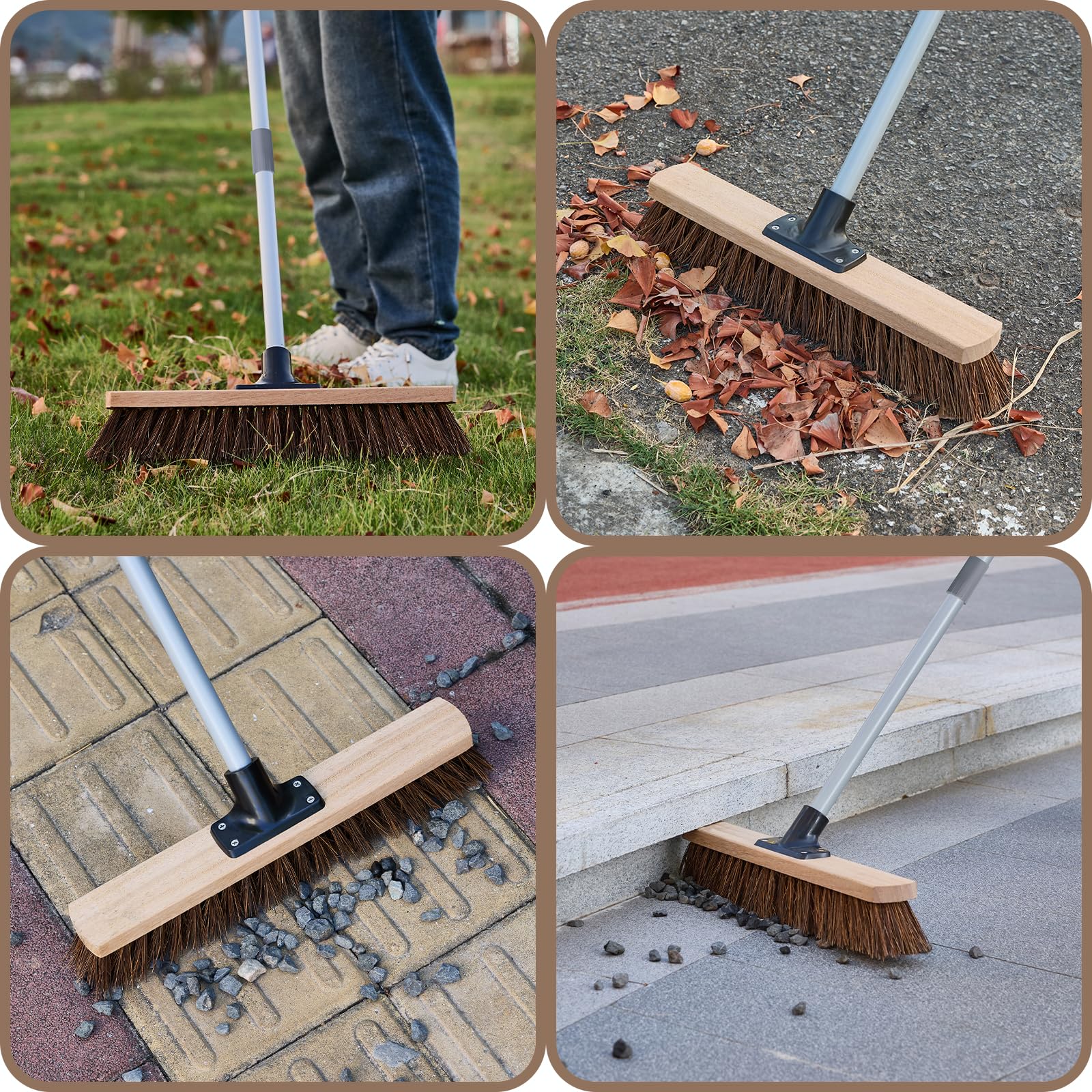 Mitclear 40cm Gartenbesen mit Langem Stiel(160cm), Straßenbesen mit Arenga-Borsten, Nass- und ölbeständig, Industriebesen Kehrbesen Werkstattbesen Außenbesen, Kehrbesen Robust für den Ausseneinsatz