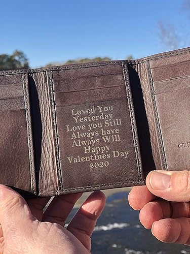 Miniatura 6 de Genuine Leather Tri Fold Personalized Mens Wallet (777)