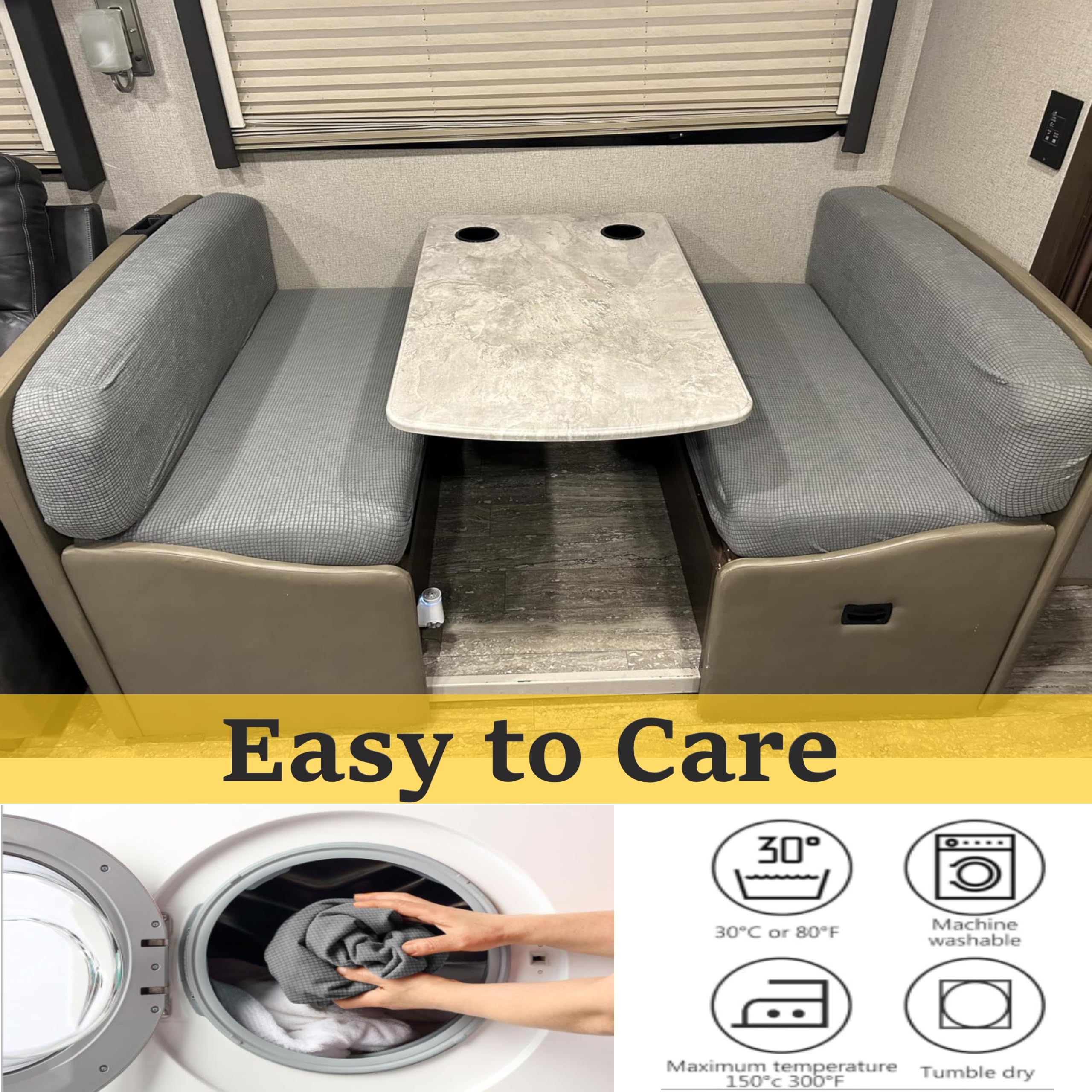 SYLC 2 Pièces Housses De Coussin De Rechange Pour Siège Pour Caravane Jacquard, Housse De Canapé Salon Protecteur De Camping Car Banc De Voiture (Med Grey,Set Of 2