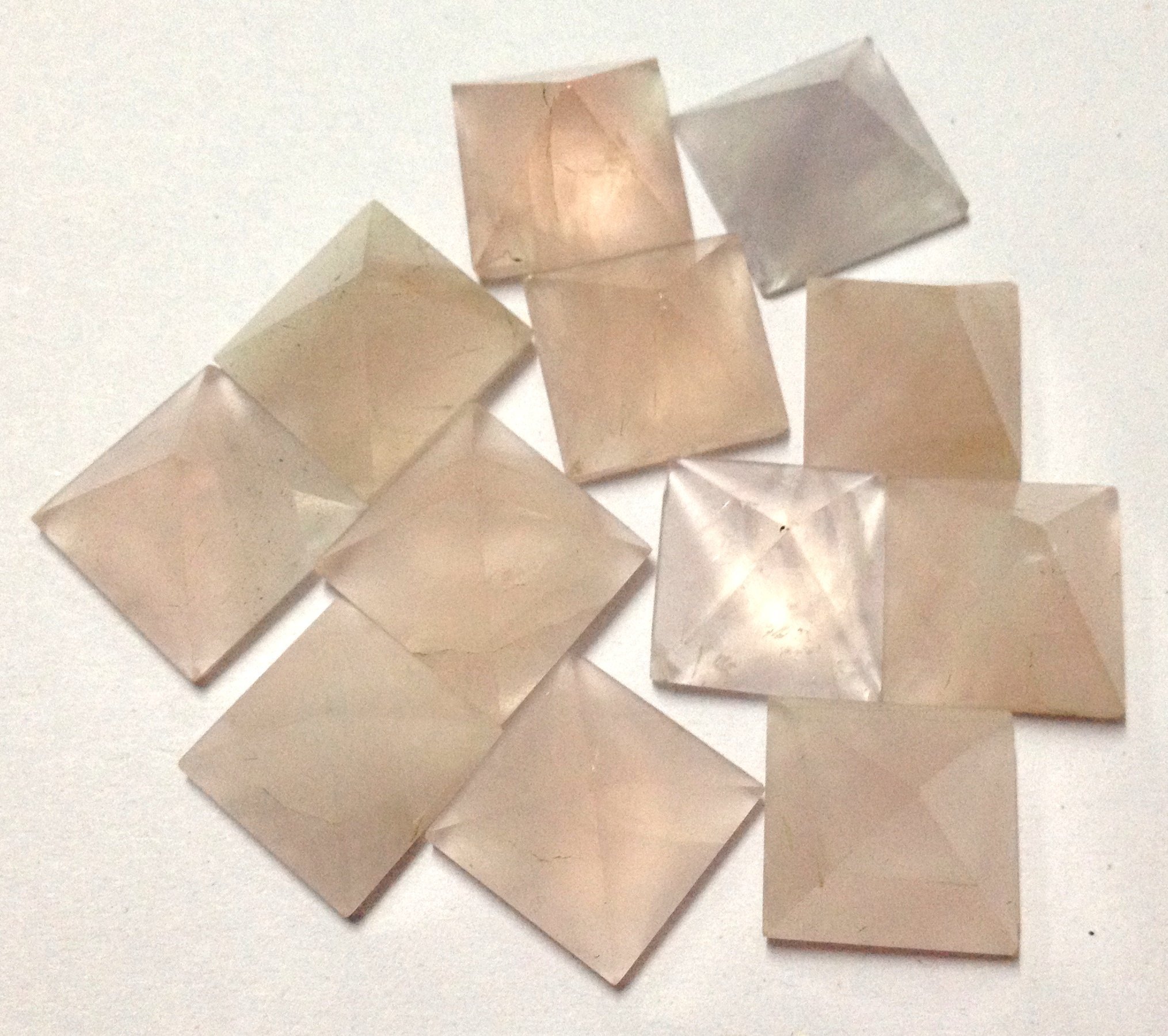 CRYSTALMIRACLE BEAUTIFUL SET OF NINE ROSE QUARTZ GEMSTONE LOOSE MINI PYRAMIDS CRYSTAL HEALING WELLNESS GIFT REIKI FENG SHUI