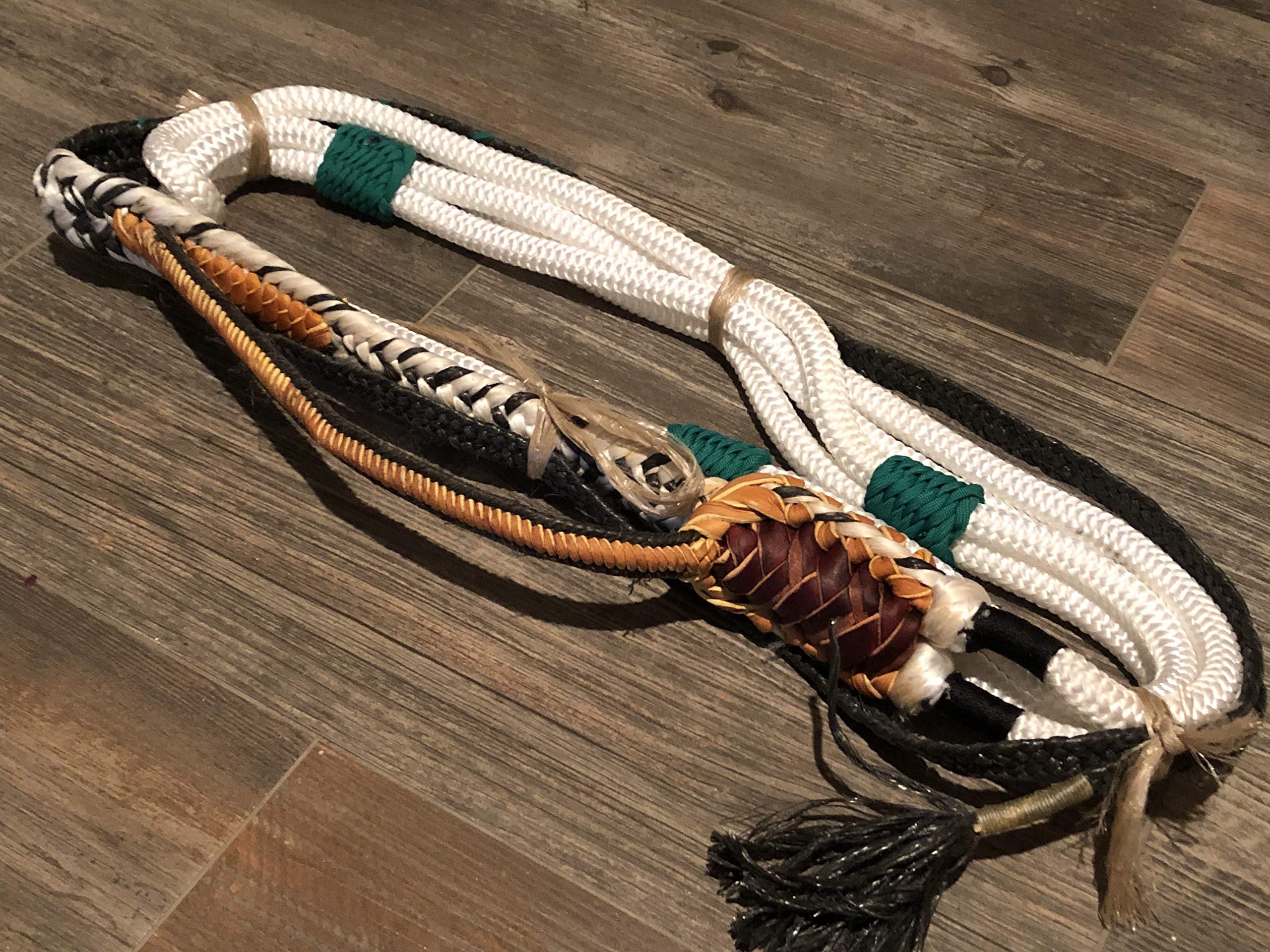 Bull Rope White Nylon & Black Poly Pro 9/7 Left Hand Soft 3/4 x 3/4 Bull Riding Rodeo 16'