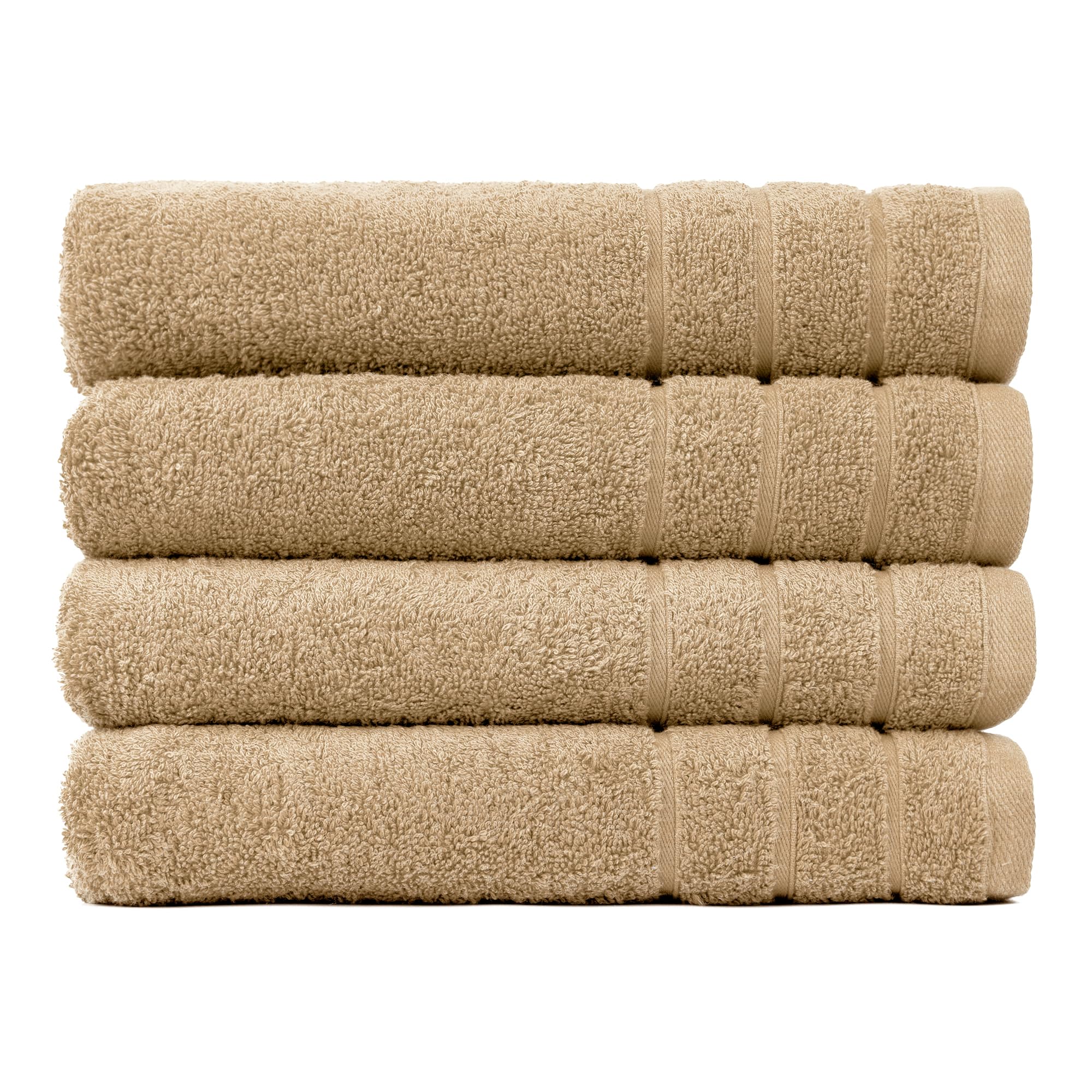 CLEANUP TOWELS Pack of 4 Bath Towel Set 70cm x 130cm, 550 GSM Premium Combed Terry 100% Cotton, Highly Absorbent Bathroom Towels for Home and Hotels (BEIGE)