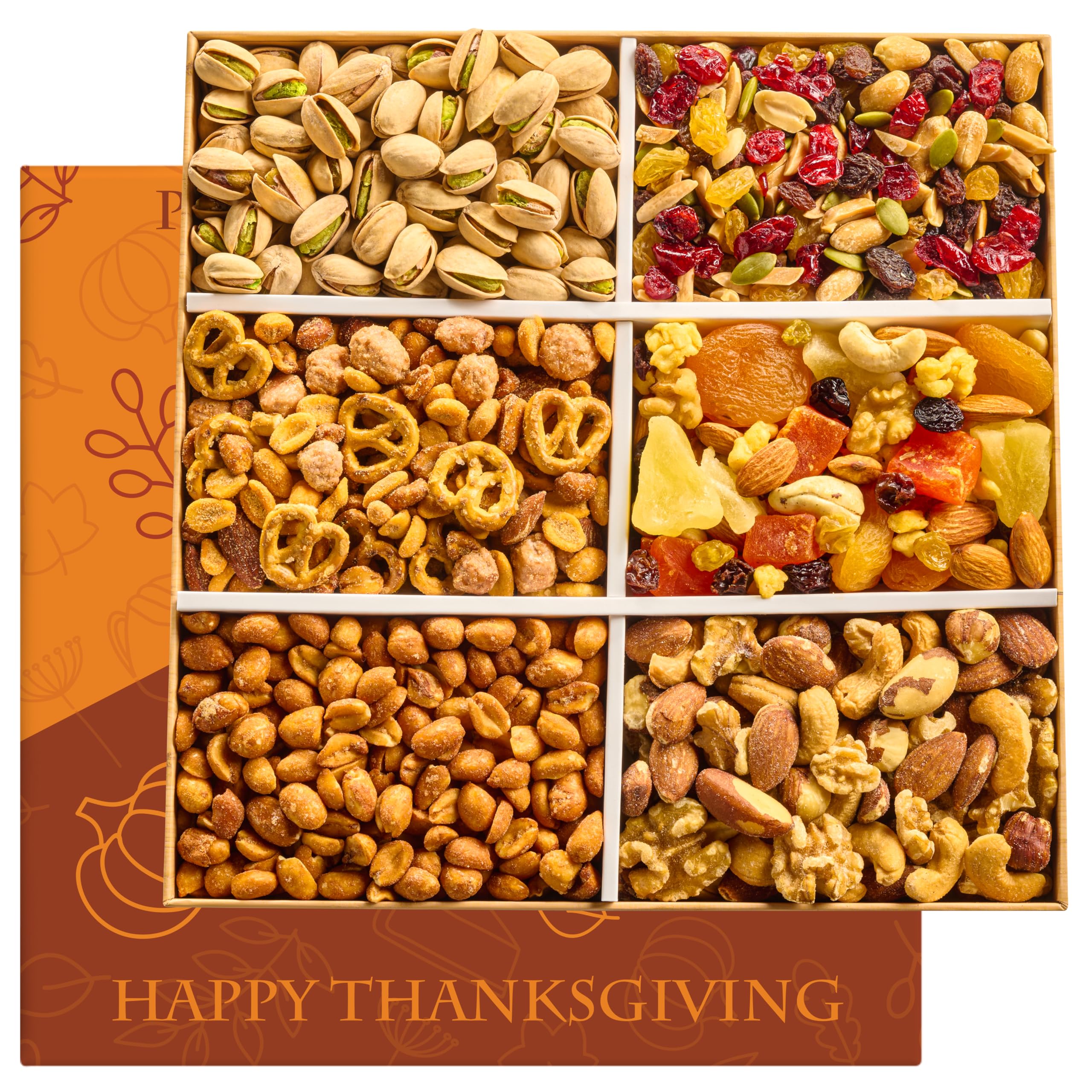 Thanksgiving Nuts Gift Basket Gourmet Holiday Food Gifts with Assorted Nuts and Dried Fruits Snack Fall Harvest Basket for Women Men Family & Corporate Care Package