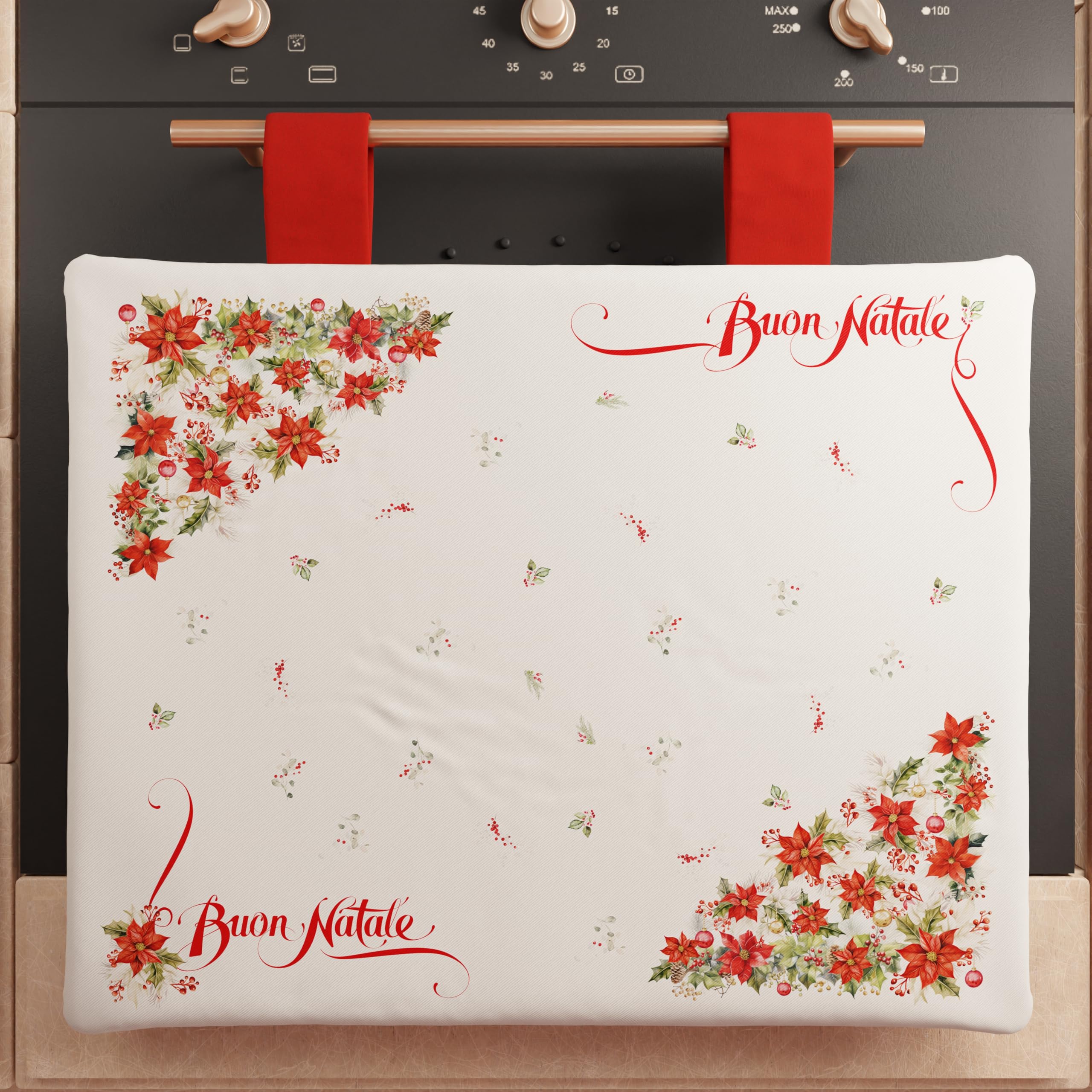 PETTI Artigiani Italiani - Christmas Oven Cover, Christmas Kitchen Oven Cover, 40x50 cm Oven Cover, Merry Christmas Oven Cover, 100% Made in Italy