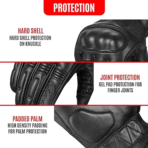 Miniatura 4 de aaasportx Guantes de motocicleta para hombre con función táctil de piel, protectores de motocicleta para hombres y mujeres, resistentes al agua, con