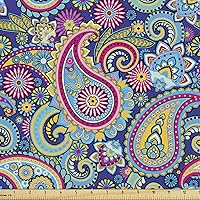 Vista 25 de Ambesonne Tela de Mariposas por Yarda, Patrones de Mariposas Estacionales Alegres Selva Tropical Naturaleza Salvaje Ilustración, Tela Decorativa