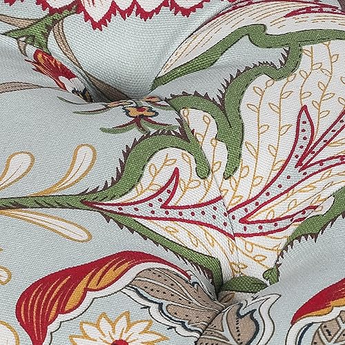 Miniatura 7 de Adeco Taburete otomano copetudo de 20 pulgadas, con patas de madera resistentes, reposapiés tapizado de mediados de siglo (rojo)