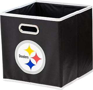 Franklin Sports NFL Pittsburgh Steelers Collapsible Storage Bin NFL Folding Cube Storage Container Fits Bin Organizers Fabric NFL Team Storage Cubes One Size, 11" x 11"