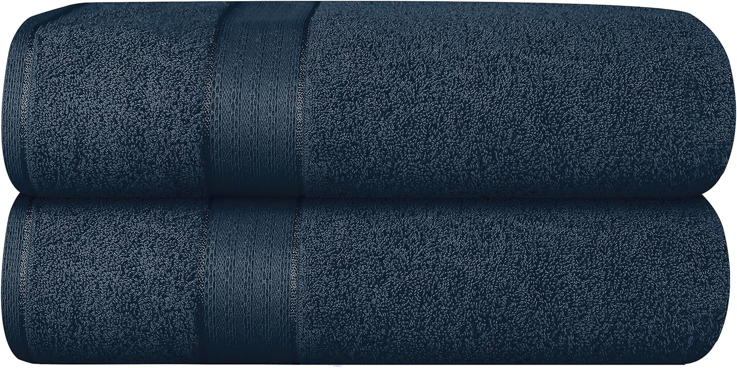 GLAMBURG 700 GSM Premium Cotton 2-Pack Oversized Extra Large Bath Sheet Set - 100% Combed Cotton - 2 Bath Sheets 35x70 - Luxury Hotel & Spa Quality - Durable Ultra Soft Highly Absorbent - Mineral Blue