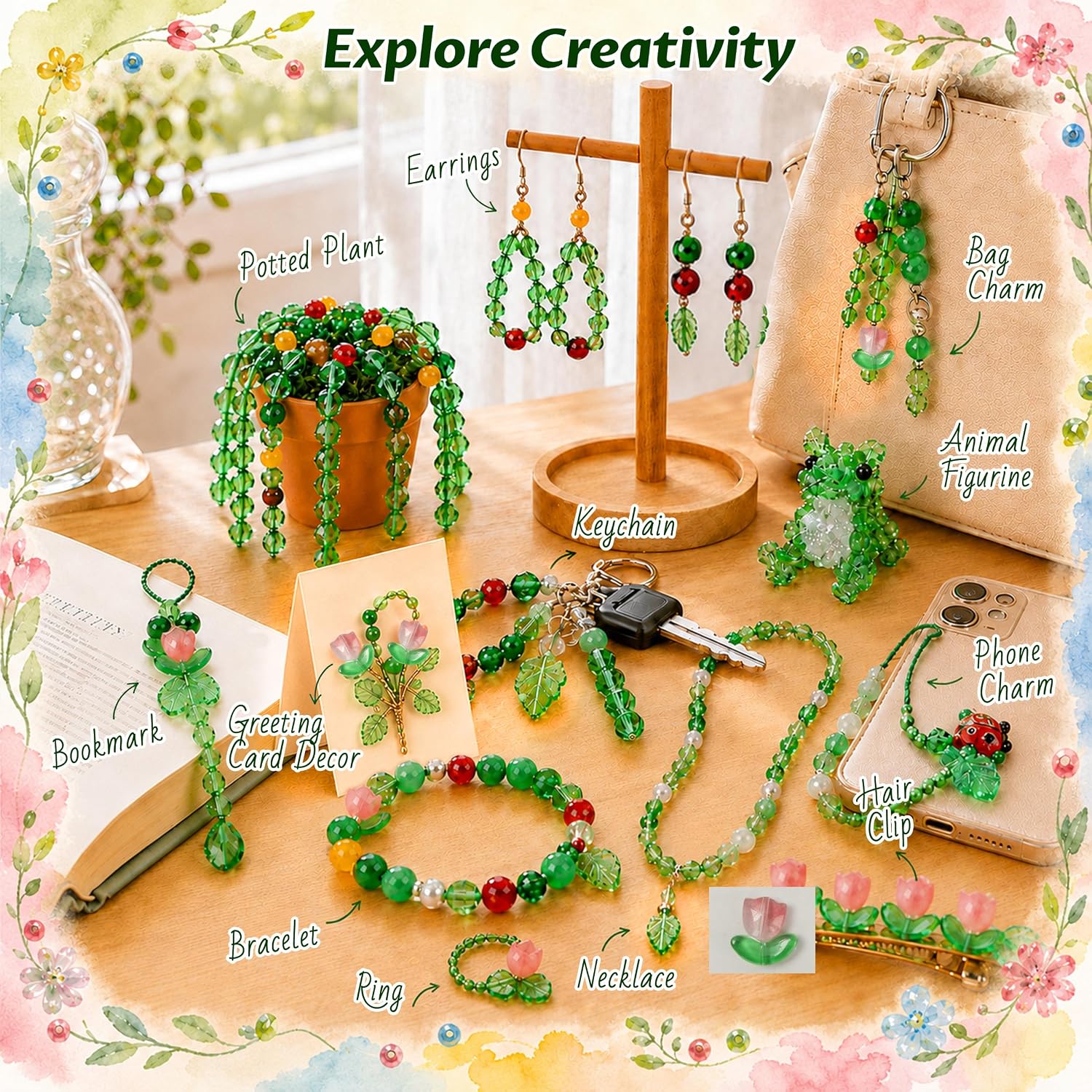 Joyclub 2888 PCS Beaded Plant Kit Fake Plants with Instruction