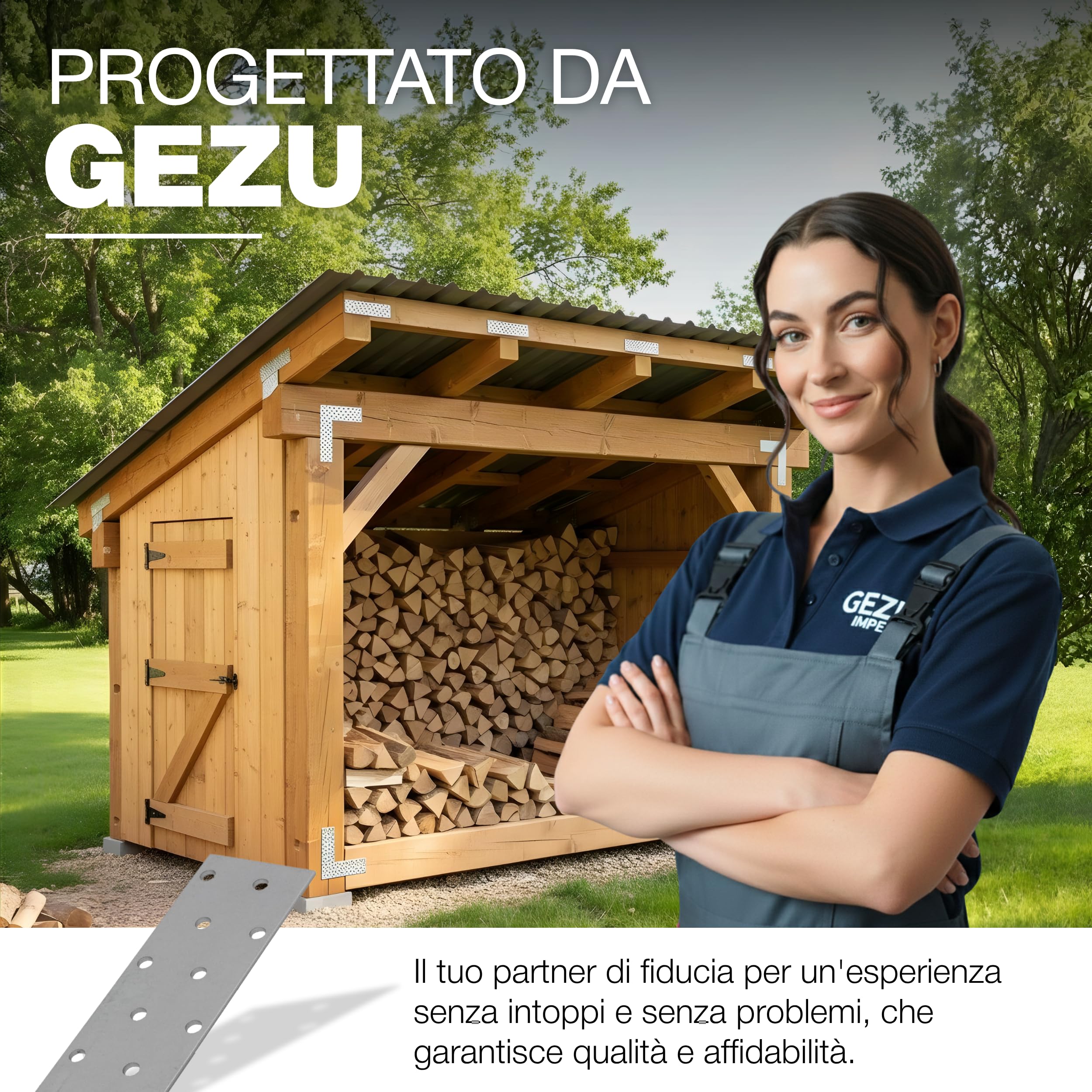 GeZu Impex Piastre di Collegamento 80 x 300 mm Zincato Set di 10 Metallico Perforato Piatto Piastre di Collegamento in Lamiera per Legno