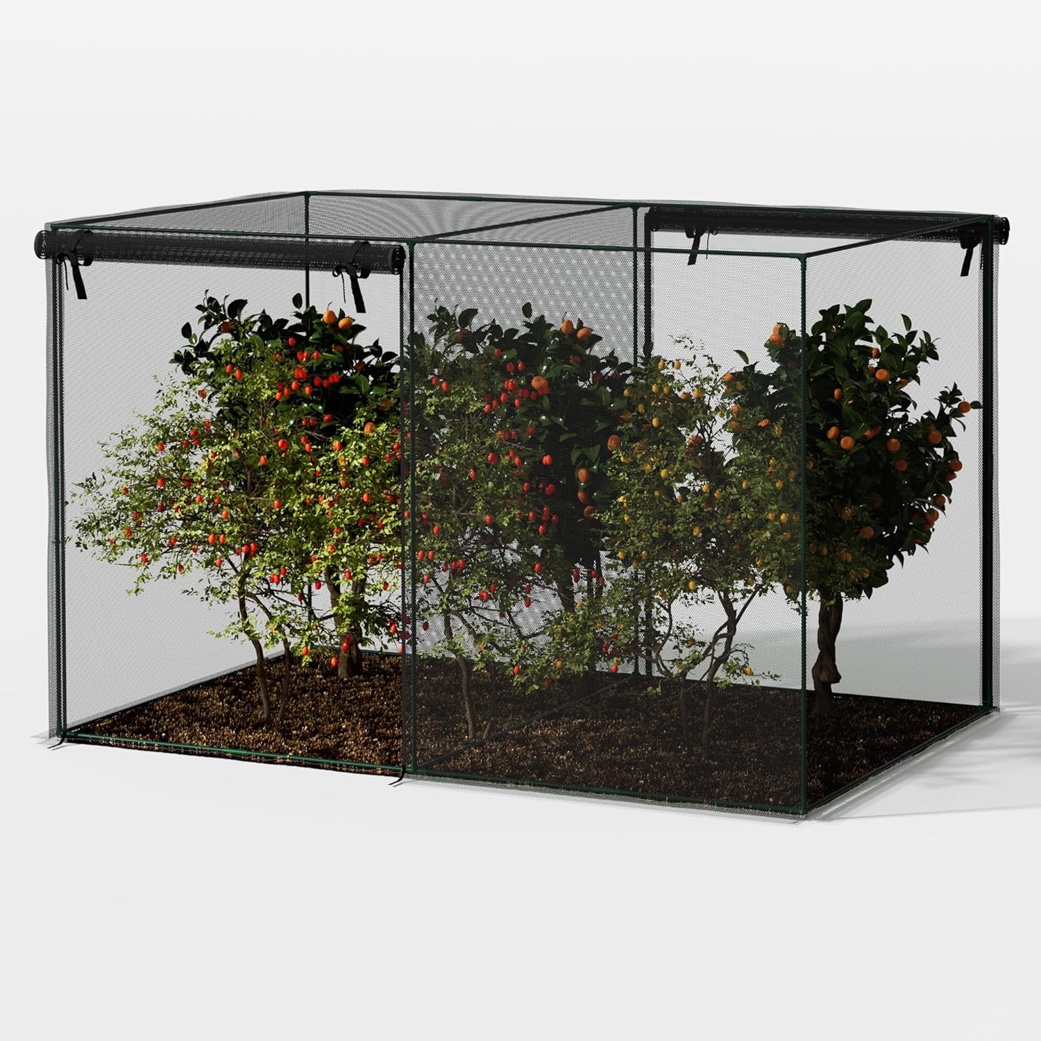 10' x 6.5' Crop Cage Plant Protection Tent with Zippered Doors Garden Netting For Vegetables, Garden Raised Bed Cover with Frame, Plant Covers From Animals, Fruit Cage for Garden Patio Yard, Black