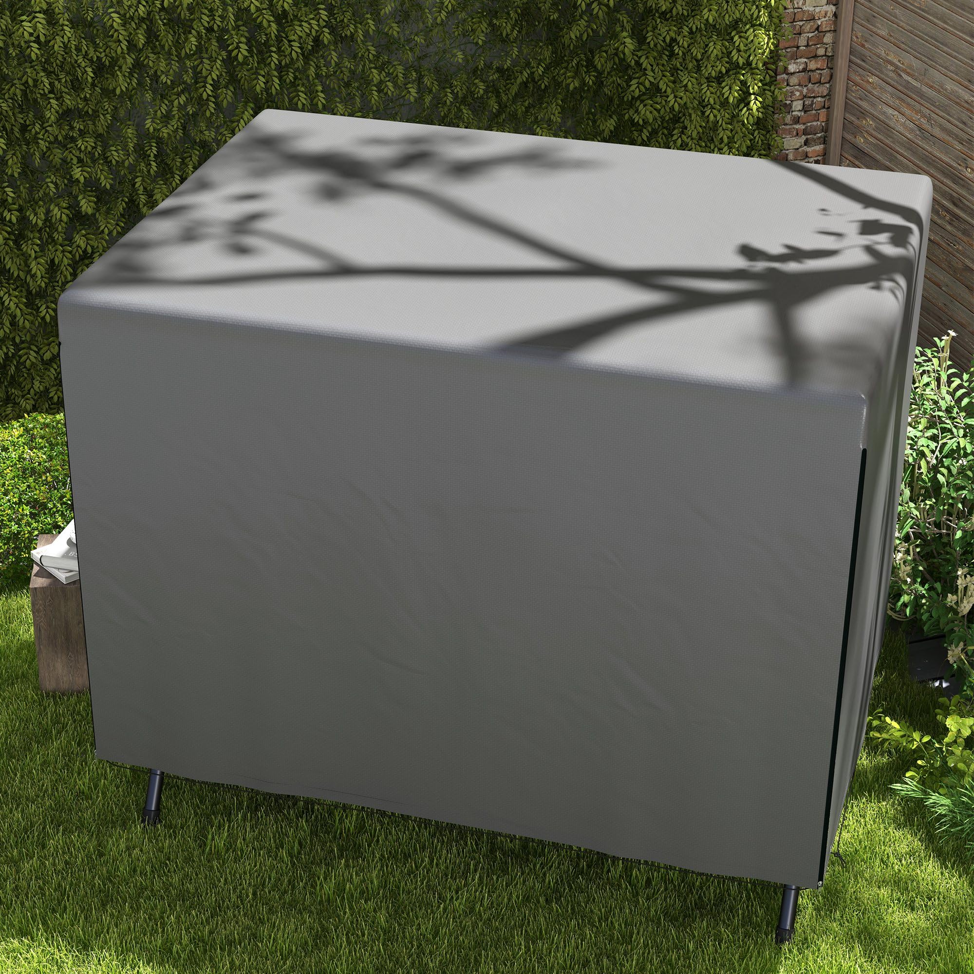 Outsunny Housse de Protection pour Balancelle de Jardin 3 Places Gris Foncé | Housse de Balancelle de Jardin, Toile PE Imperméable, Anti-Poussière et Coupe-Vent, 215 x 155 x 150 cm