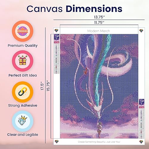 Miniatura 4 de Modern Merch Kits de arte de diamantes de anime para adultos con diseño de dragón, pintura de diamante 5D para adultos, arte de pared de anime para