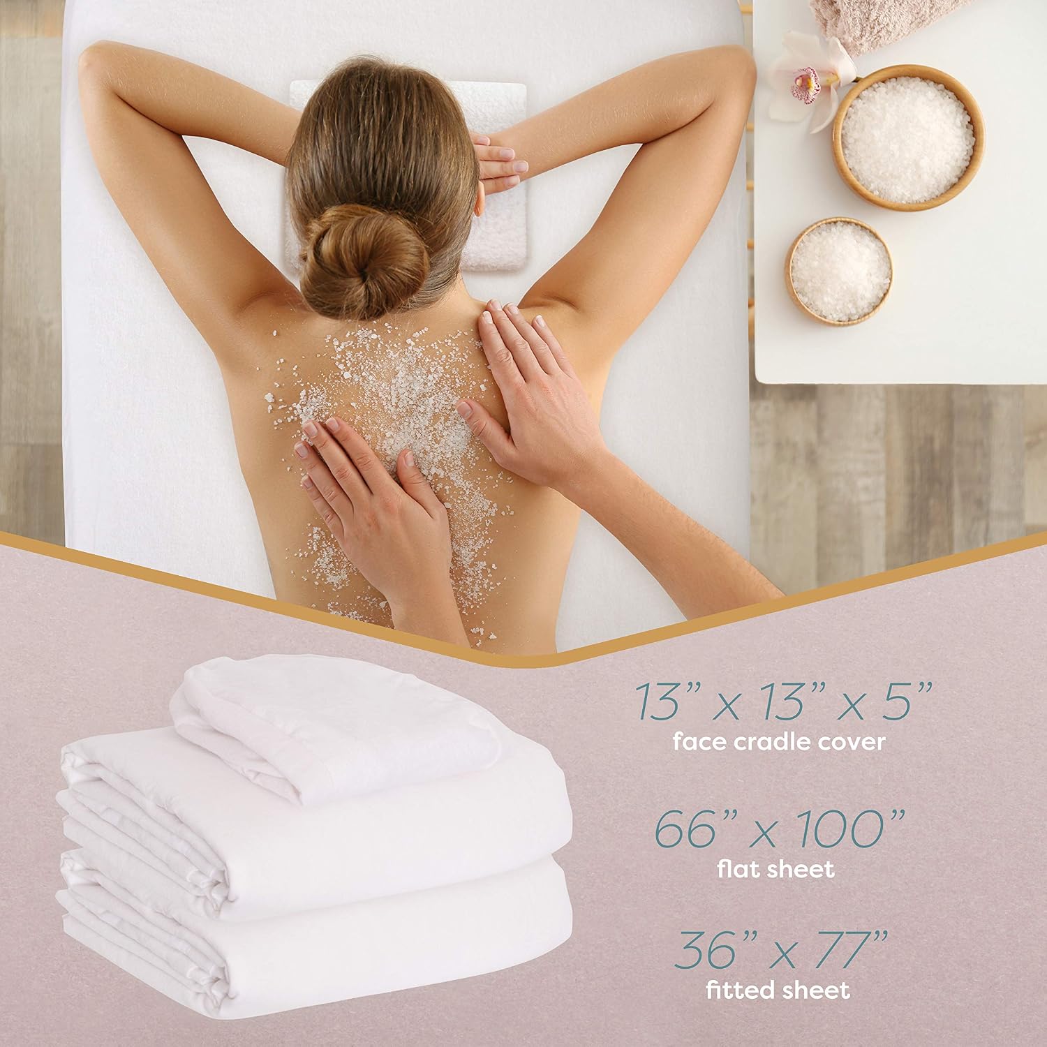 Premium Flannel Sheet 3-Piece Set, Natural, for Massage Tables, Includes Flat Sheet, Fitted Sheet, and Fitted Face Rest Cover by Green Lifestyle