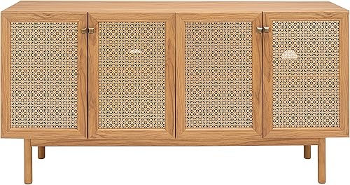 Miniatura 4 de Safavieh Home Collection Piran Black and Gold - Soporte de TV de 4 puertas con 2 estantes pantalla plana de 65 pulgadas