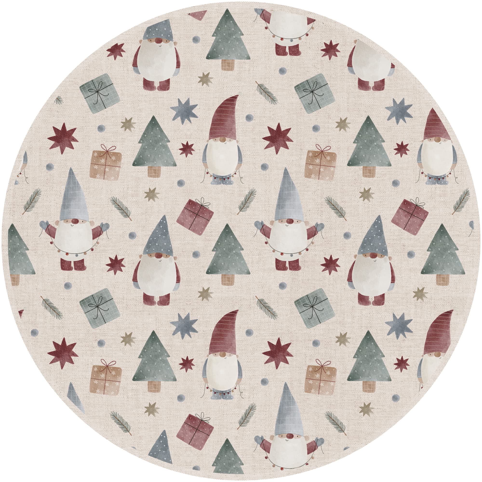 VINILIKO Design | Alfombra Vinílica Redonda Gnomos sobre Tela [Diam] 95 cm - Antideslizante, Impermeable, Lavable - Varios Tamaños - Alfombra Vinilo Salón, Cocina