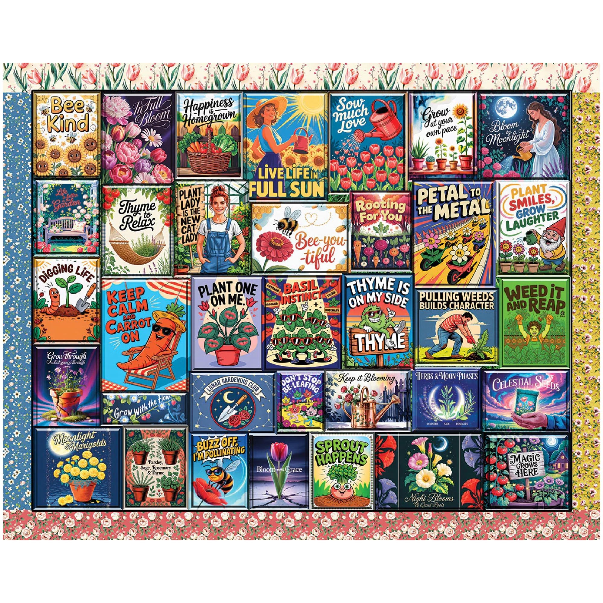 White Mountain 1000 Piece Jigsaw Puzzle Spring Collage Puzzles with Large Pieces Gift for Adults and Family 24x30 - Wisdom from The Garden