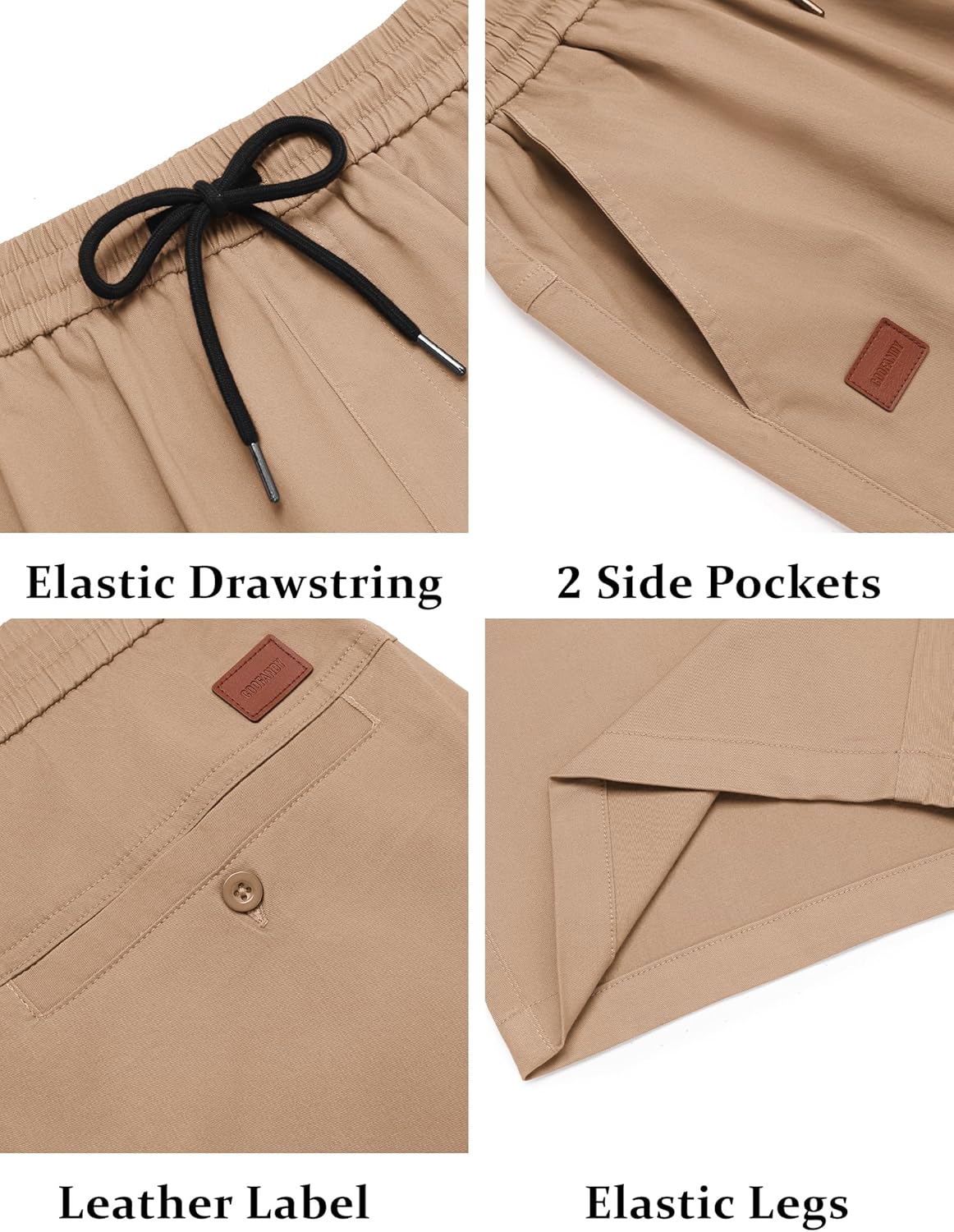 COOFANDY Men's Casual Shorts Cotton Drawstring Elastic Waist Lightweight Summer Beach Shorts with Pockets - Image 4